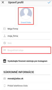 upravte profilovú fotku a popis účtu na Instagrame